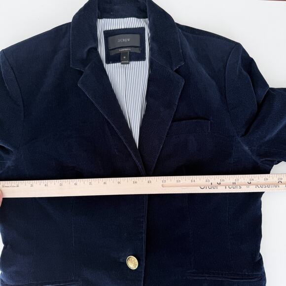 J Crew Campbell Blazer 12 Navy Corduroy Equestrian Preppy Old Money Heritage - Picture 14 of 15